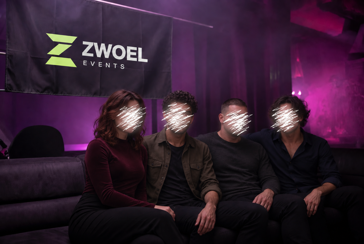 Volwassen gasten ontmoeten elkaar op een besloten Zwoel-avond